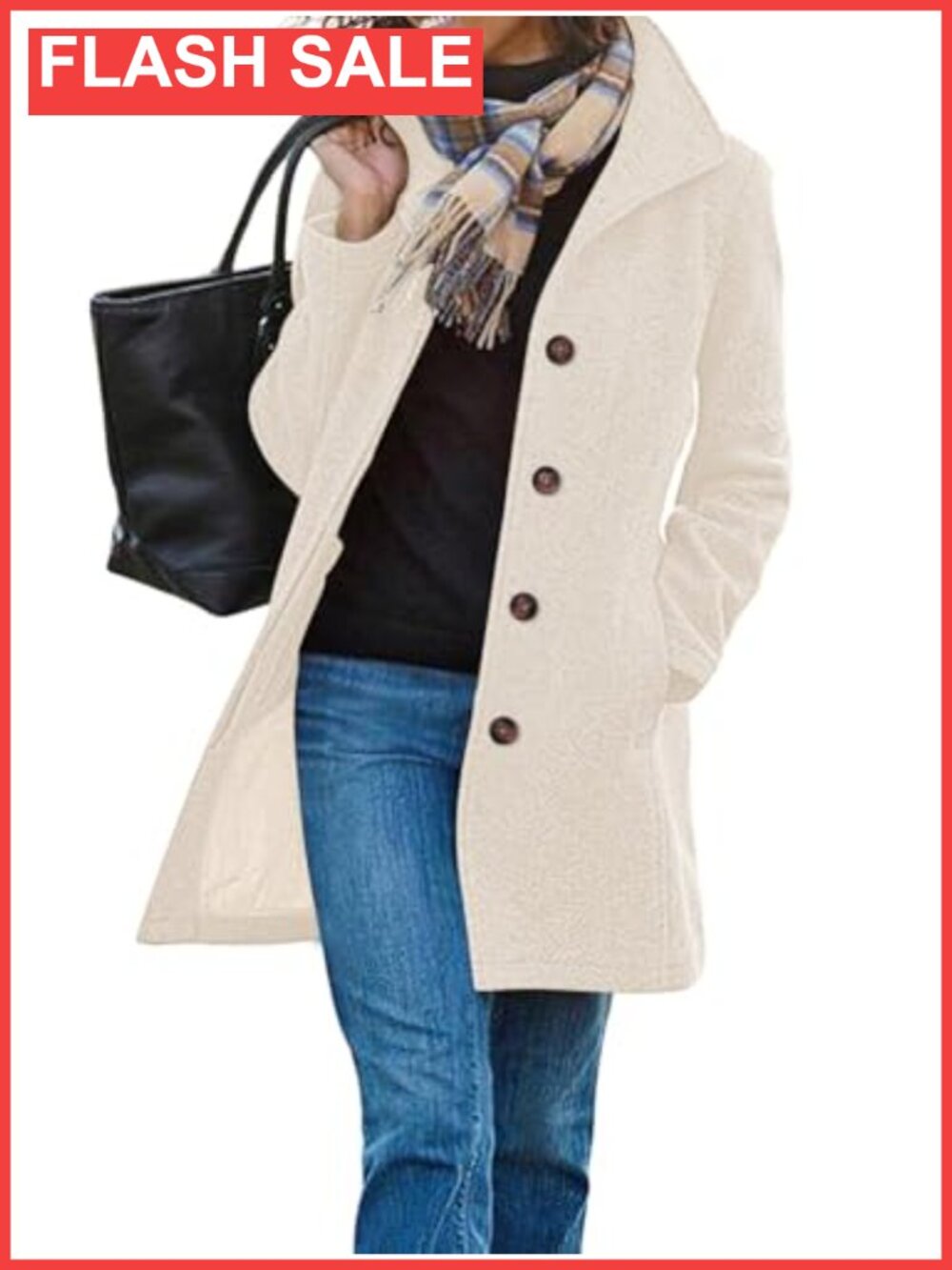 Women's Long Wool Blend Trench Coat Single Breasted Pea Coat Winter Fall